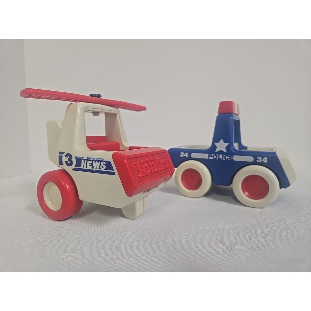 Vintage Tonka Mini Mighty Police Cruiser & News‎ 3 Helicopter 1980s